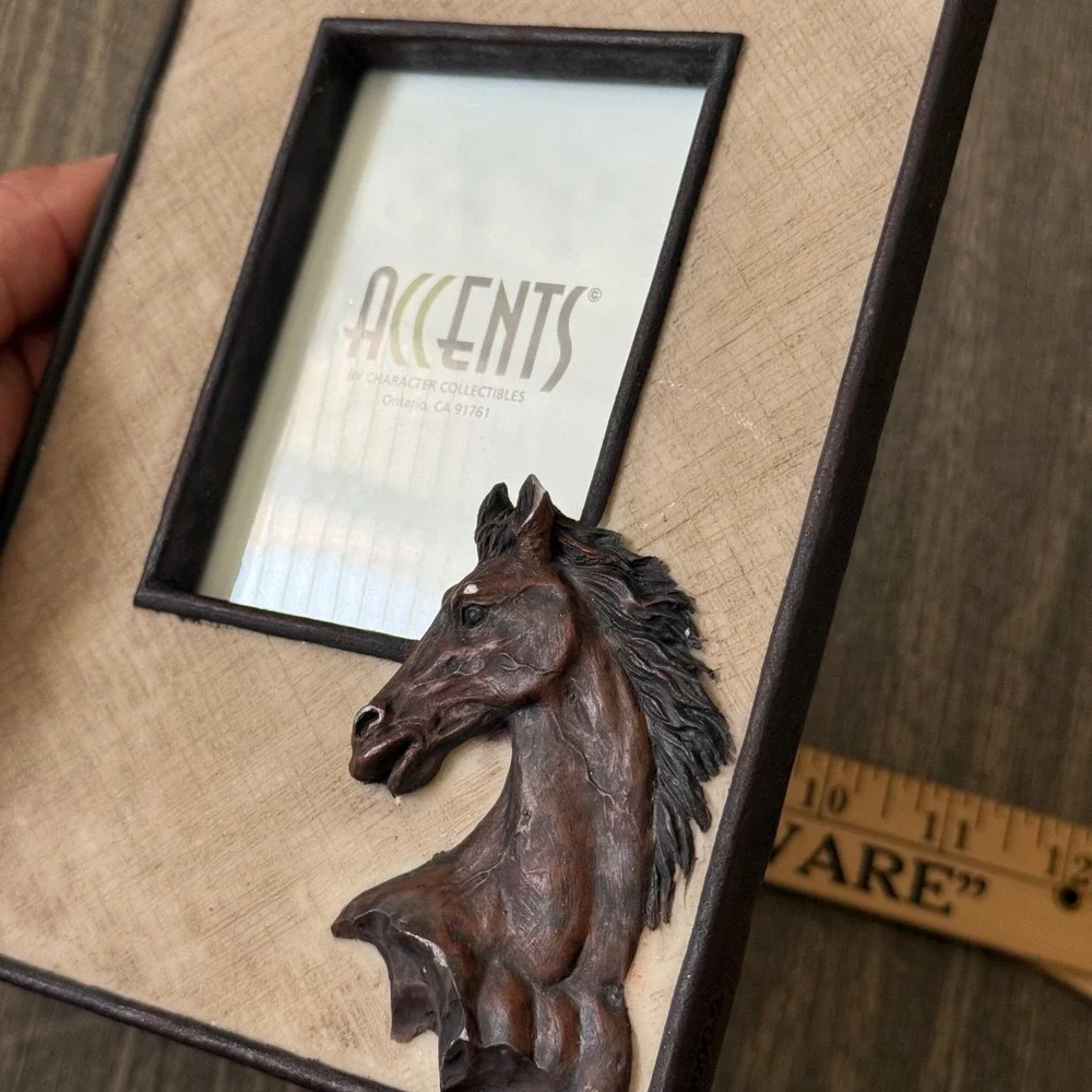 Vintage 1999 Accents Horse Head 3D Picture Frame Brown Western Rustic 5x7